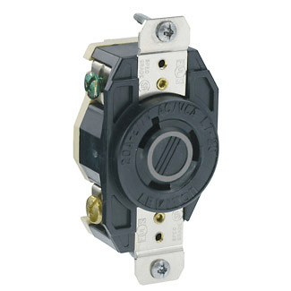 Main product image of Industrial Grade Locking Receptacle, 20A, 2P, NEMA L7-20R - Black (277V)