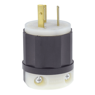 Main product image of Industrial Grade Locking Plug, 20A, 2P, NEMA L7-20P - Black/White (277V)