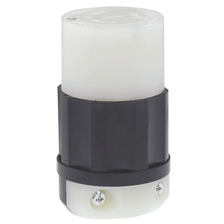 Main product image of Industrial Grade Locking Connector, 20A, 2P, NEMA L7-20R - Black/White (277V)