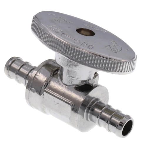 Main product image of 3/8" PEX Crimp x 3/8" PEX Crimp 1/4 Turn Supply Straight Stop (Chrome Plated)