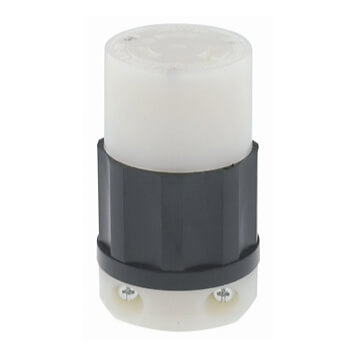 Main product image of Industrial Grade Locking Connector, 20A, 2P, NEMA L8-20R - Black/White (480V)