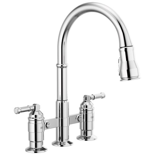 Main product image of Broderick Two Handle Pull-Down Bridge Kitchen Faucet, 1.8 GPM (Chrome), 2390L-DST