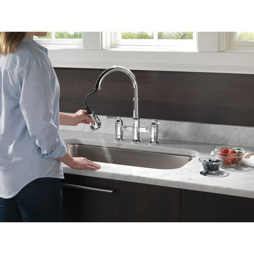 Main product image of Broderick Two Handle Pull-Down Bridge Kitchen Faucet, 1.8 GPM (Chrome), 2390L-DST