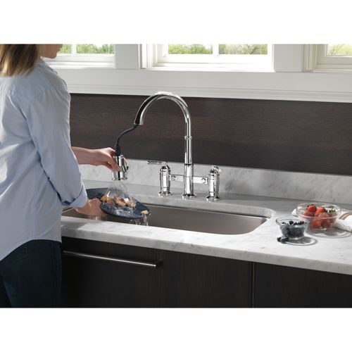 Main product image of Broderick Two Handle Pull-Down Bridge Kitchen Faucet, 1.8 GPM (Chrome), 2390L-DST