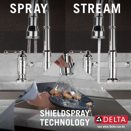 Main product image of Broderick Two Handle Pull-Down Bridge Kitchen Faucet, 1.8 GPM (Chrome), 2390L-DST
