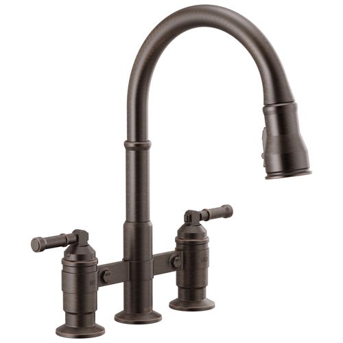 Main product image of Broderick Two Handle Pull-Down Bridge Kitchen Faucet, 1.8 GPM (Venetian Bronze), 2390L-RB-DST