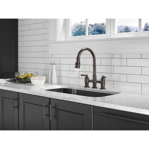 Main product image of Broderick Two Handle Pull-Down Bridge Kitchen Faucet, 1.8 GPM (Venetian Bronze), 2390L-RB-DST