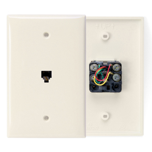 Main product image of Midsize Telephone Wall Jack, 6p4c (Light Almond)