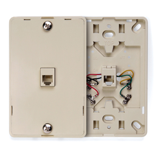 Main product image of Telephone Wall Jack, 6p4c, Screw Terminals (Ivory)