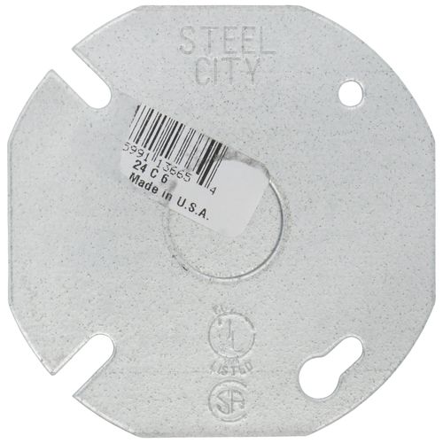 Main product image of 3-1/2" Round Box Cover, Flat w/ 1/2" Knockout, for Use w/ Round & Octagon Boxes