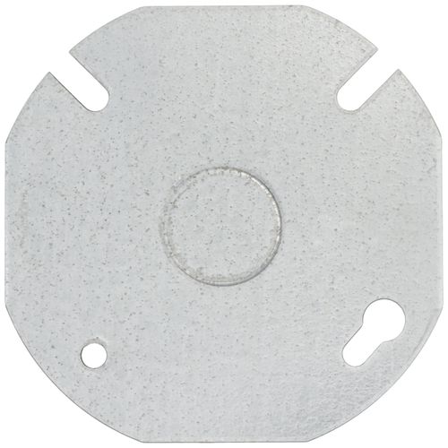 Main product image of 3-1/2" Round Box Cover, Flat w/ 1/2" Knockout, for Use w/ Round & Octagon Boxes