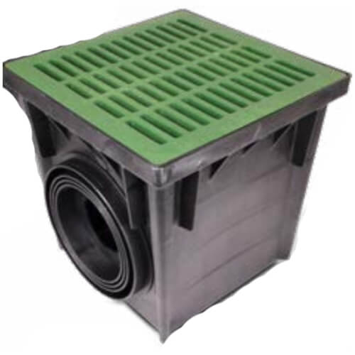 2400grkit Nds 2400grkit 24 Catch Basin Kit W Green Plastic Grate