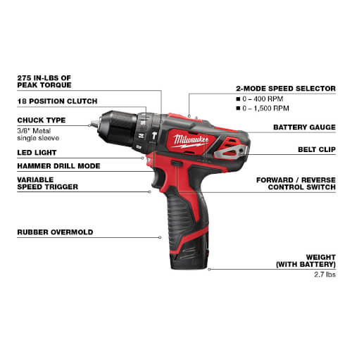 Main product image of M12 Cordless 3/8" Hammer Drill/Driver Kit