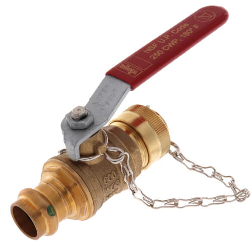 1/2" x 3/4" ProPress Bronze/Brass Full Port Ball Valve (Press x Hose)