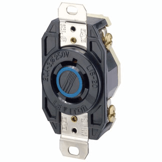 Main product image of Industrial Grade Locking Receptacle, 20A, 3P, NEMA L15-20R - Black (250V)