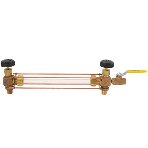 Main product image of 1/2" Bronze Liquid Level Gauge w/ 12" Glass & Rod (Composition Wheel)
