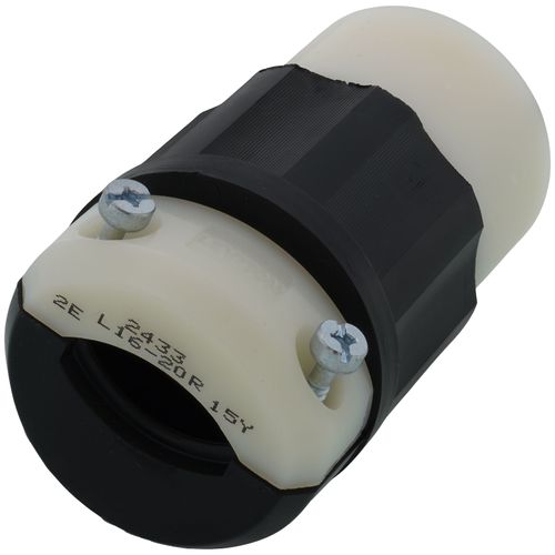 Main product image of Three-Phase Industrial Grade Locking Connector, 20A, NEMA L16-20R - Black/White (3P, 480V)