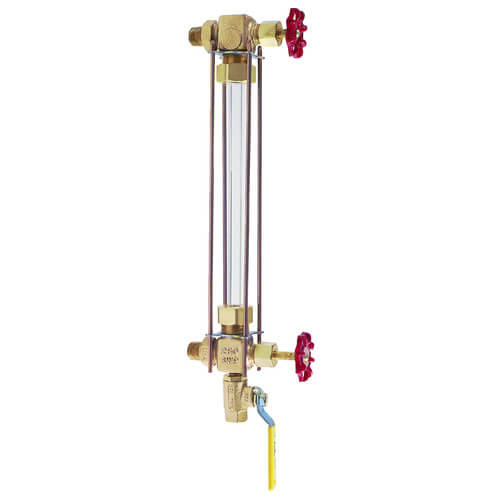 Main product image of 3/4" Bronze Liquid Level Gauge w/ 16" Glass & Rod (Composition Wheel, Conforms to ASME Reqs)