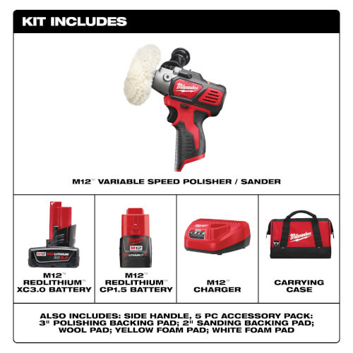 243822X Milwaukee 243822X M12 Variable Speed Polisher/Sander Kit