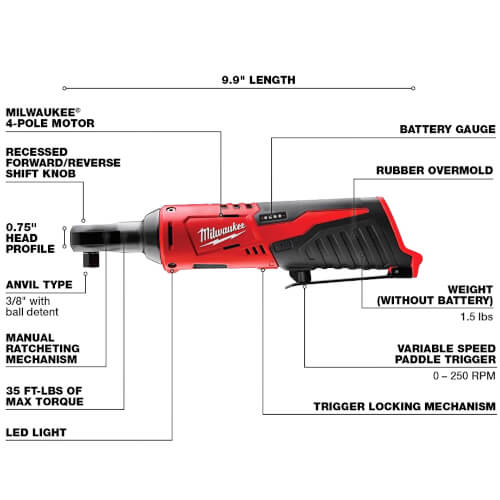 Main product image of M12 Cordless 3/8" Ratchet (Tool Only)