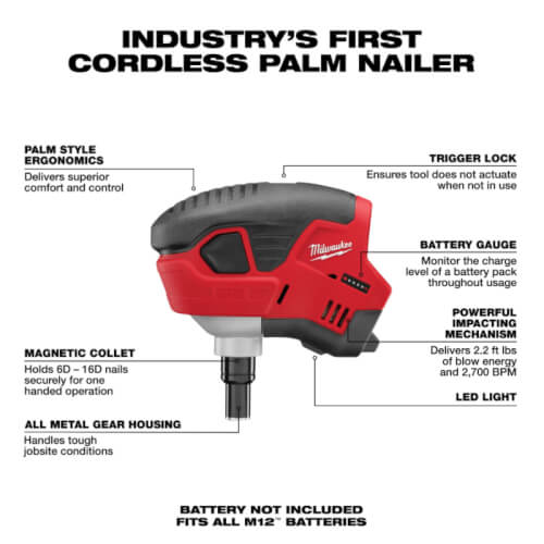 Main product image of M12 Cordless Palm Nailer (Tool Only)