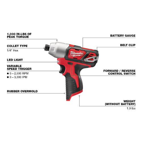 Main product image of M12 Cordless 1/4" Hex Impact Driver (Tool Only)