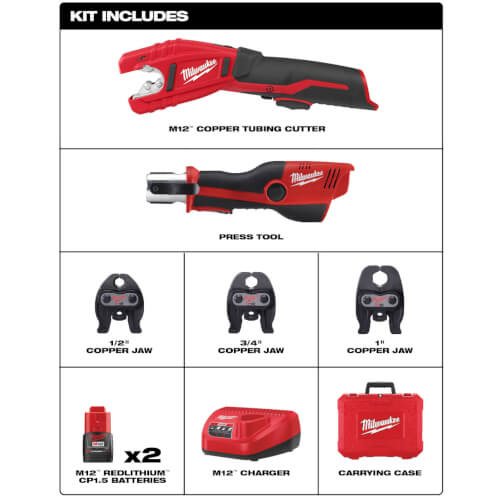 Main product image of M12 Force Logic Package w/ 1/2" to 1" M12 Force Logic Copper Press Tool Kit & M12 Cordless Copper Tubing Cutter