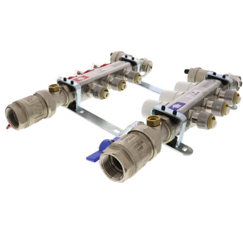 Main product image of 3 Loop Stainless Steel Radiant Heat Manifold w/ 1/2" Sharkbite Loops