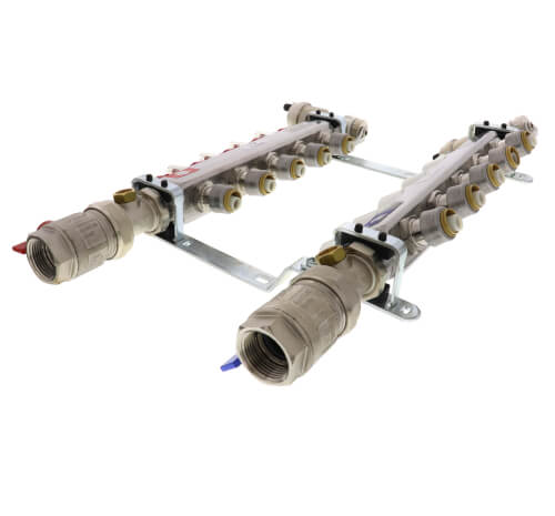 5 Loop Stainless Steel Radiant Heat Manifold w/ 1/2" Sharkbite Loops