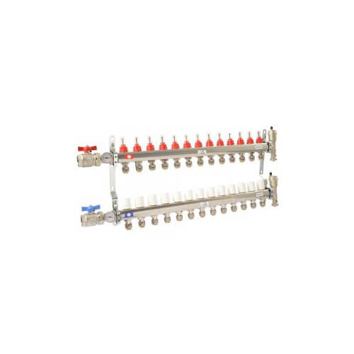 Main product image of 13 Loop Stainless Steel Radiant Heat Manifold w/ 1/2" Sharkbite Loops