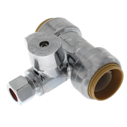 Main product image of 3/4" Sharkbite x 3/4" Sharkbite x 3/8" Compression Tee Stop (Lead Free)