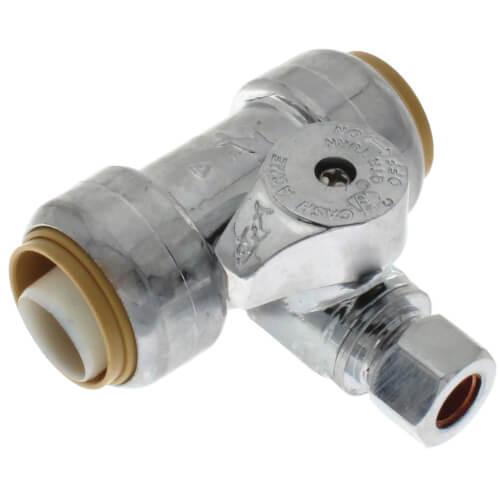Main product image of 3/4" Sharkbite x 3/4" Sharkbite x 3/8" Compression Tee Stop (Lead Free)