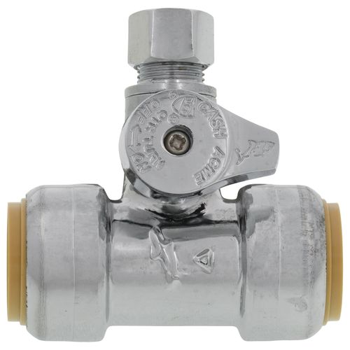 Main product image of 3/4" SharkBite x 3/4" SharkBite x 3/8" Compression Tee Stop (Lead Free), 24986A