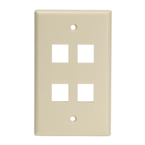 Main product image of Single-Gang Quickport, Wallplate For LaRGe Connectors, 4-port (Ivory)