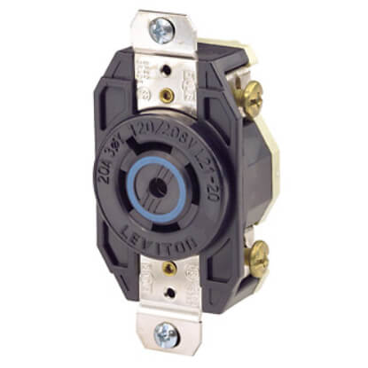 Main product image of Industrial Grade Flush Mounting Locking Receptacle, 4P, 20A, NEMA L21-20R - Black (120/208V)