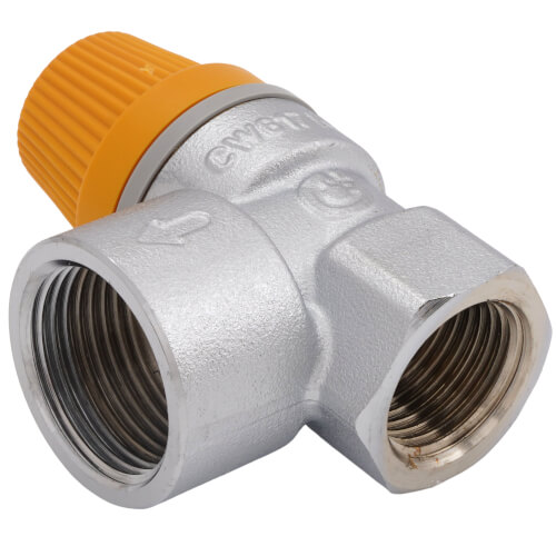 Main product image of 1/2" x 3/4" FNPT Safety Valve for Solar Heating Systems (90 psi Preset)