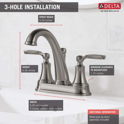 Main product image of Woodhurst Two Handle Bathroom Faucet (Stainless), 2532LF-SSMPU