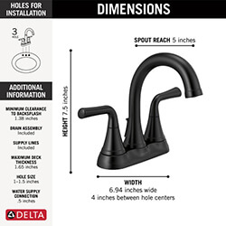 Main product image of Kayra Two Handle Centerset Bathroom Faucet (Matte Black), 2533LF-BLMPU