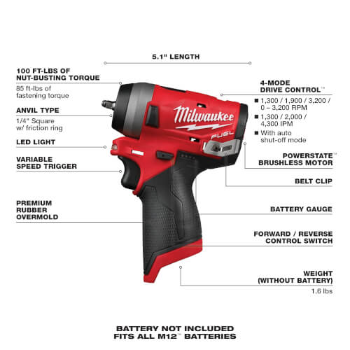 Main product image of M12 Fuel 1/4" Stubby Impact Wrench