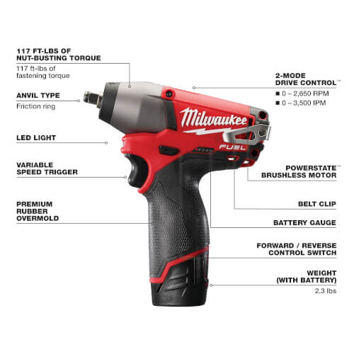 Main product image of M12 Fuel 3/8" Stubby Impact Wrench Kit