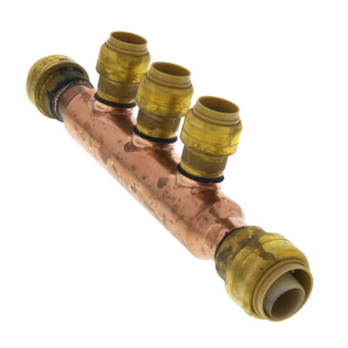 Main product image of 3/4" Sharkbite Open Copper Manifold w/ 1/2" Sharkbite Outlets (3 Outlets)