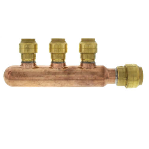 Main product image of 3/4" Sharkbite Closed Copper Manifold w/ 1/2" Sharkbite Outlets (3 Outlets)