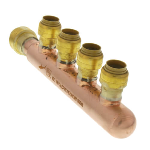 Main product image of 3/4" Sharkbite Closed Copper Manifold w/ 1/2" Sharkbite Outlets (4 Outlets)