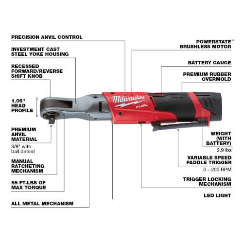 Main product image of M12 Fuel 3/8" Ratchet Kit