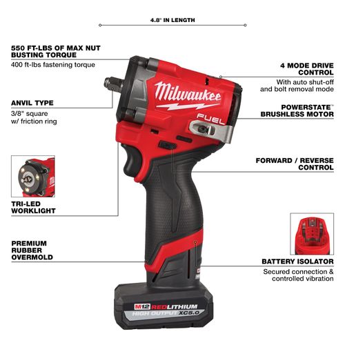 Main product image of M12 FUEL Stubby 3/8" Impact Wrench Kit