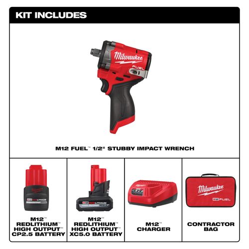 Main product image of M12 FUEL Stubby 1/2" Impact Wrench Kit