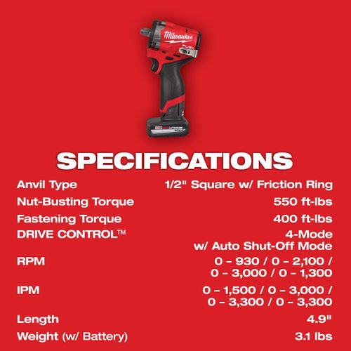 Main product image of M12 FUEL Stubby 1/2" Impact Wrench Kit