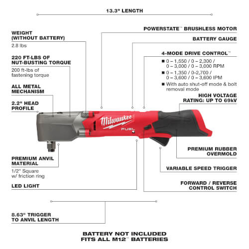 Main product image of M12 FUEL 1/2" Right Angle Impact Wrench w/ Friction Ring Kit