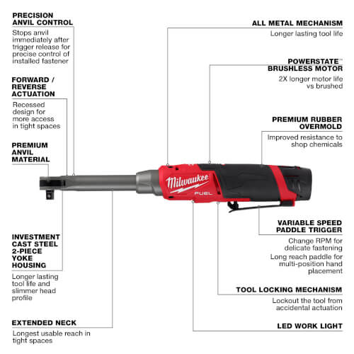 M12 Fuel 3/8" Extended Reach High Speed Ratchet BT