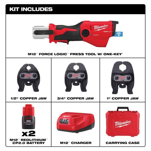 Main product image of 1/2" to 1" M12 Force Logic Press Tool Kit w/ One-Key